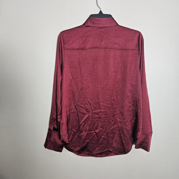NWOT Nordstrom Maroon Button Up Collared Shirt Sz Small - Picture 6 of 15